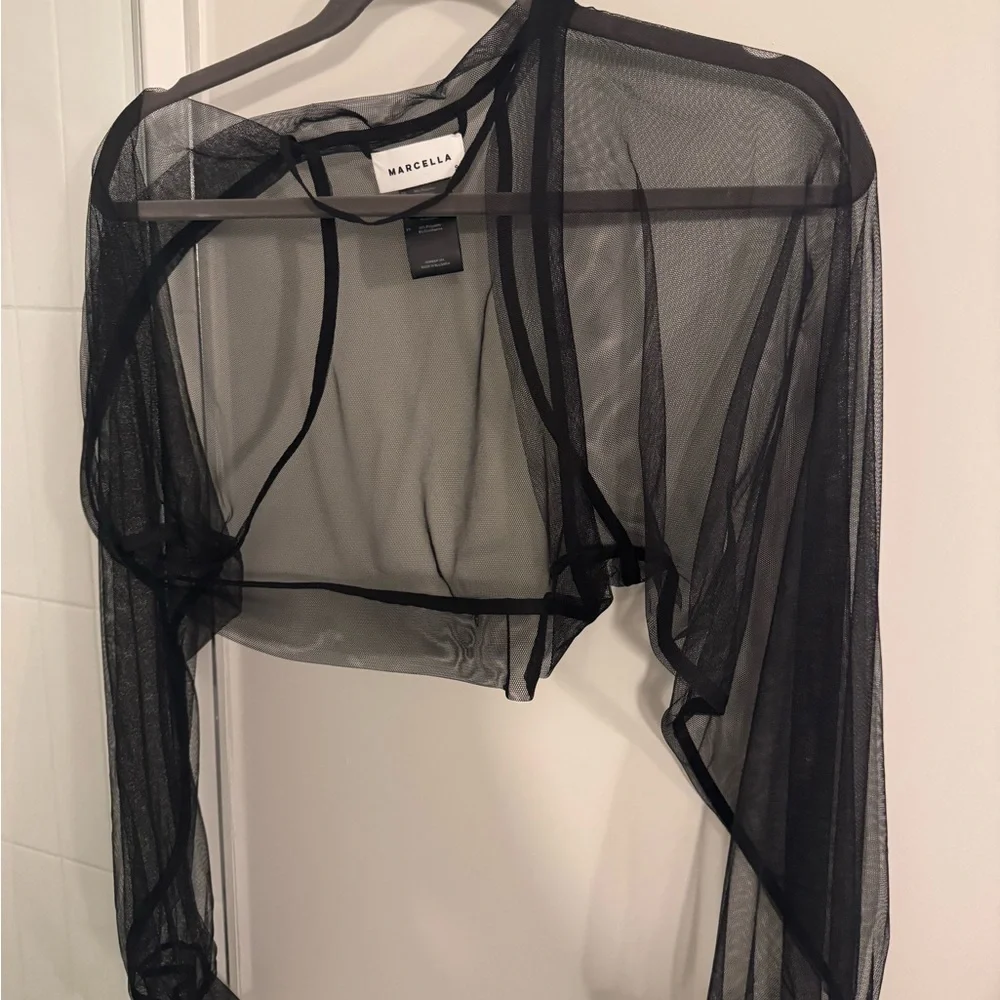 MARCELLA Black Mesh Olympia Bolero Top - Picture 2 of 7